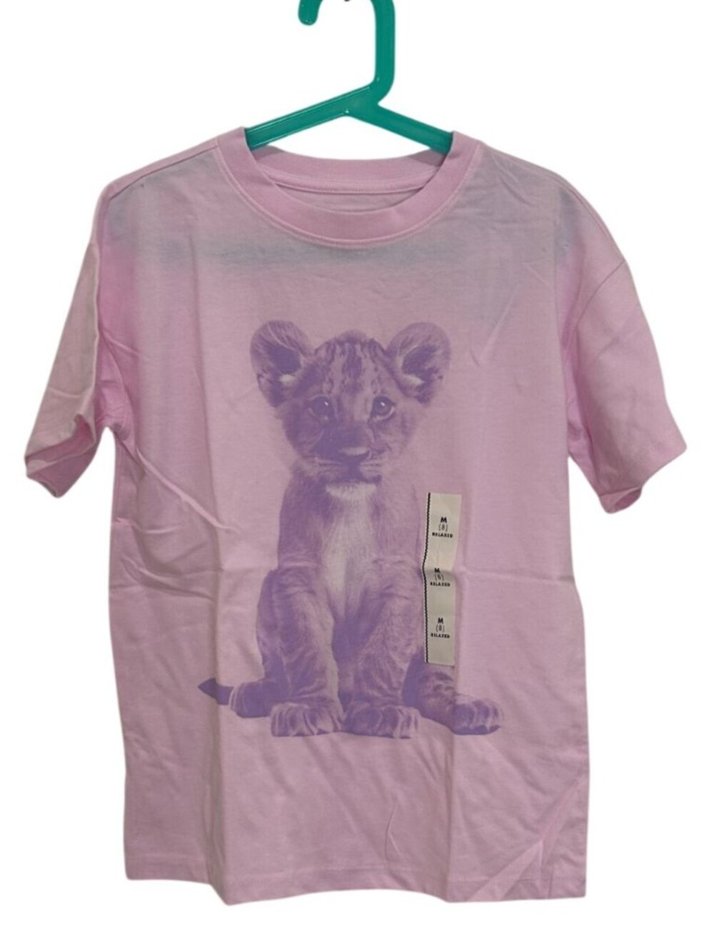 NWT Girls' Medium (8) Short Sleeve Oversized 'Lion Cub' Graphic T-Shirt - Cat &